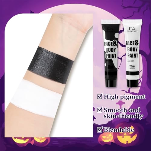 Black and White Water-Based Face Paint for Halloween - PASNOWFU, Variation: Black White