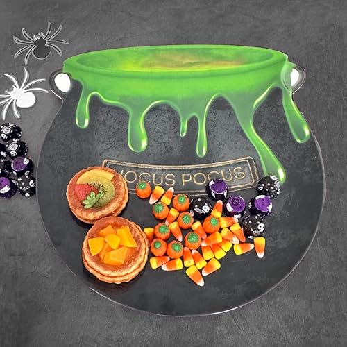 UP Cauldron Shaped Melamine Serving Platter - Halloween Party Tray, Spooky Hocus Pocus Design, 16 Inch, Black - Variation of Cauldron