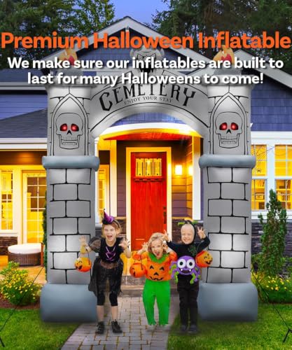 10FT Halloween Inflatable Haunted Cemetery Archway with LEDs - Outdoor Yard Decor
