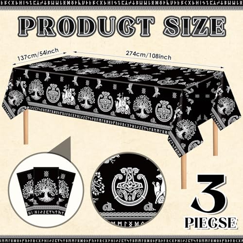 Viking Themed Tablecloth 108x54 Inch - Medieval Party Decorations Supplies