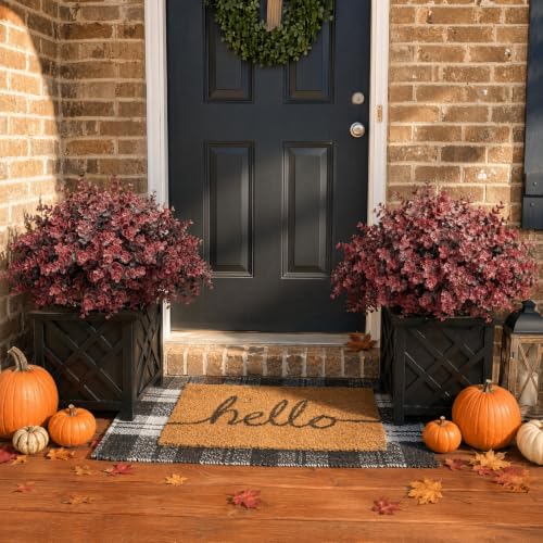 Fall Artificial Boxwood Plants Fake Greenery for Outdoor Decoration - Brown Variation