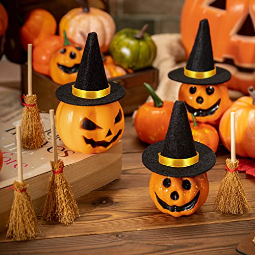 Black 28-Piece Mini Witch Hat Set for Halloween Crafts & Party Decor