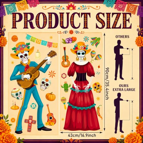 Day of the Dead Window Clings - Extra Large Mexican Decor Set, 2 Sheets