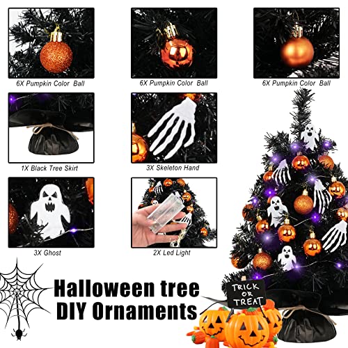 Mini Black Halloween Tree with Purple LED Lights & Ornaments - Variation of THIS listing