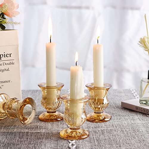 Letine Gold Candlestick Holders Set of 12 - 2.5 Inch Taper Candle Holders Bulk with Variation A-Gold for Wedding Party Christmas