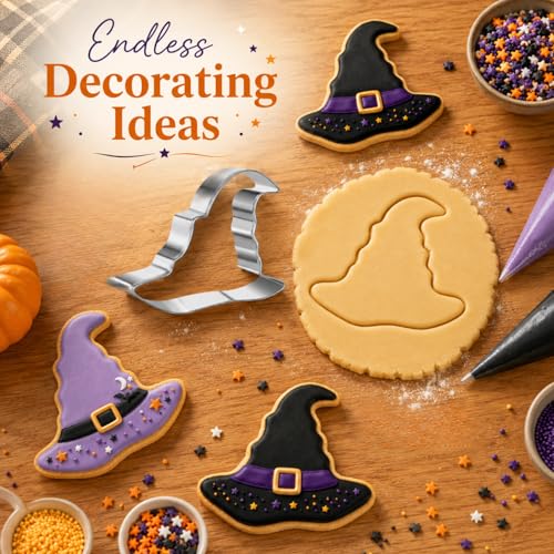 Large Halloween Witch Hat Cookie Cutter Stainless Steel 2.72x2.17 Inches