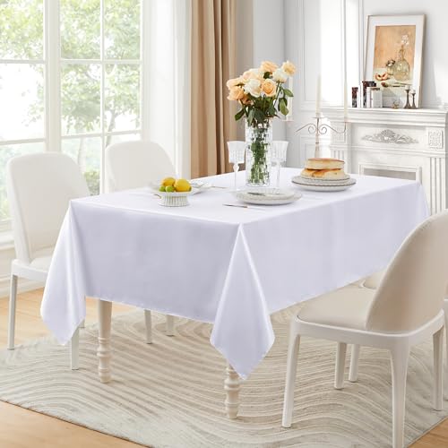 White Satin Rectangular Table Cover - 60 x 120 Inches, Pack of 6
