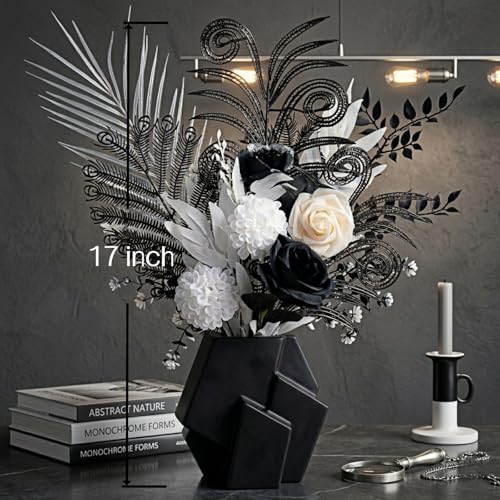 Gothic Artificial Flower Bouquet - 17-Inch Minimalist Home Decor, Champagne & Black