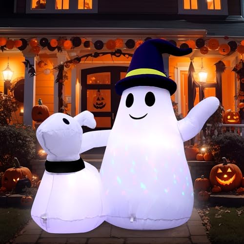 5 FT Halloween Inflatable Ghost Walking Dog Outdoor Yard Decorations with LED Lights