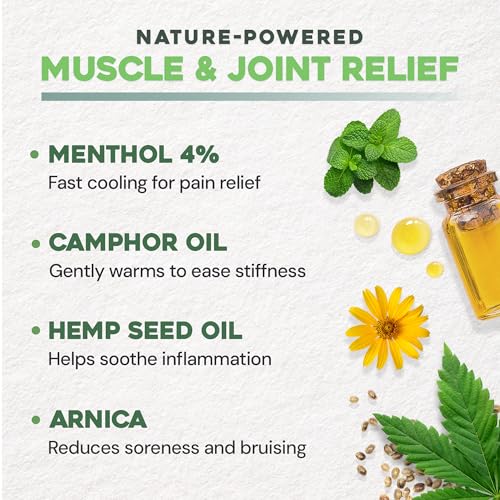 Menthol Arnica Muscle Pain Relief Gel Roll-On with Camphor Hemp Oil