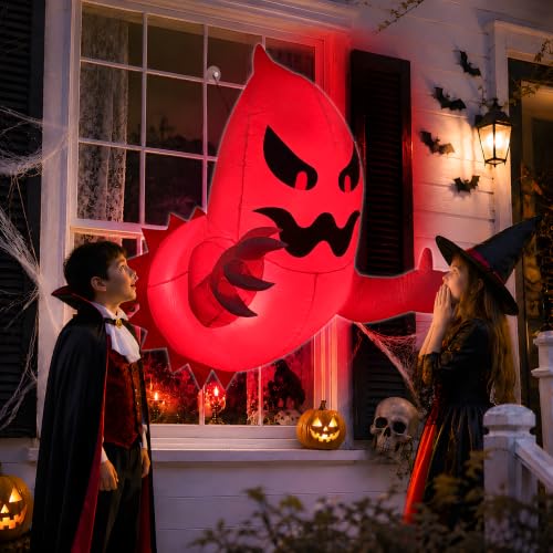 Halloween Ghost Inflatables Outdoor Window Decoration - 3.5 Ft Scary Yard Inflatable with LED Lights