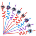 Spider Web Drinking Straws - 24 Reusable Plastic Party Favors for Kids & Teens