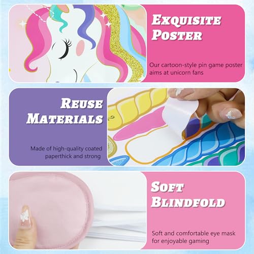 Pin the Horn on the Unicorn Game Set - Unicorn Birthday Party Decorations - Variation: Unicorn