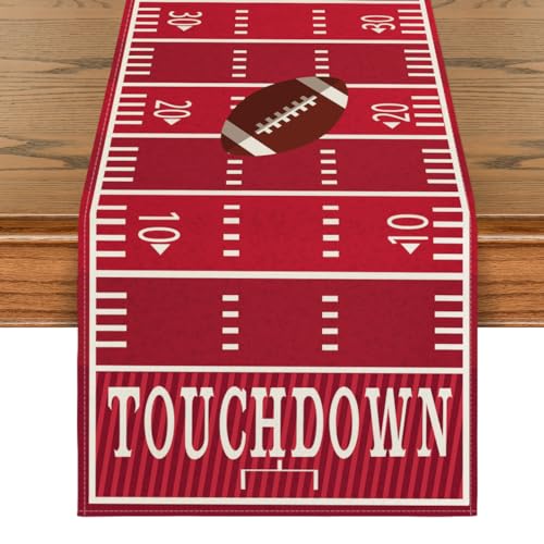 American Football Table Runner - Red Touch Down 13x72 Inch for Home & Party Decor