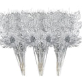 Christmas Tree Ornaments Set - Silver Artificial Flowers & Berry Stems, 24 Pack