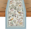 Blue Floral Table Runner - 13 x 90 Inch Spring Kitchen Decor, Seasonal Home Tablecloth
