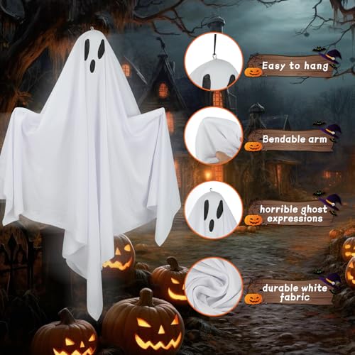 Halloween Hanging Ghost Decorations - 6 Pack, 27.6 Inch Outdoor Spooky Yard Decor