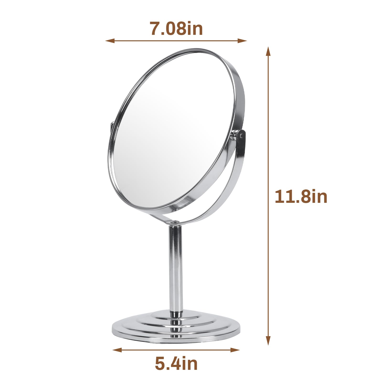 Wtrgas 1X 3X Magnifying Makeup Mirror Vanity Mirror for Tabletop, Silver 7 Inch Standing Bathroom Cosmetic Mirror, Portable Double Sided Magnification Mirror
