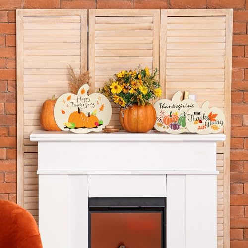 Wooden Pumpkin Ornaments to Paint - 3 Sizes Halloween Thanksgiving DIY Decor - 6 Pack
