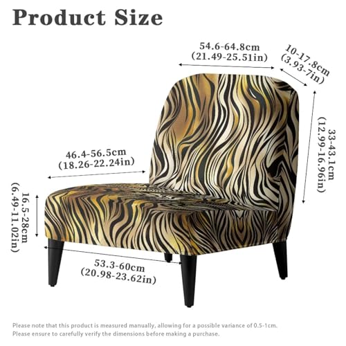 Stretch Armless Tiger Print Slipper Chair Slipcover - Removable Furniture Protector