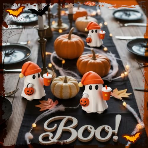 Halloween Ghost Figurine with Pumpkin Bucket & Orange Drink - Variation of Ghost Drink