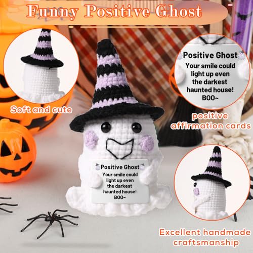 Halloween Crochet Ghost Decor with Witch Hat - Party Favor & Table Ornament