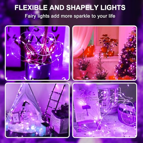 Purple Fairy String Lights 7ft 20 LED Waterproof Battery Operated - 24 Pack
