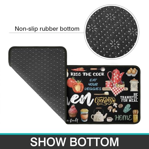 Non-Slip Kitchen Rugs Set - 2 Piece Absorbent Microfiber Floor Mats, Muti 17x47 & 17x30 Inches