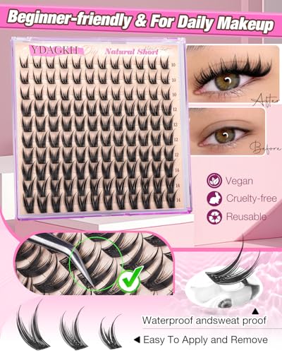 Eyelash Clusters Short 10-14mm Spiky Wispy Style - V Short 01