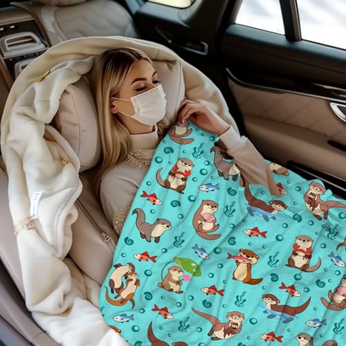Otter Plush Throw Blanket for Kids Girls & Adults - 60x50 Inches - Cozy Fleece Bedding - Animal Lover Gift - Variation: Otter / 60x50