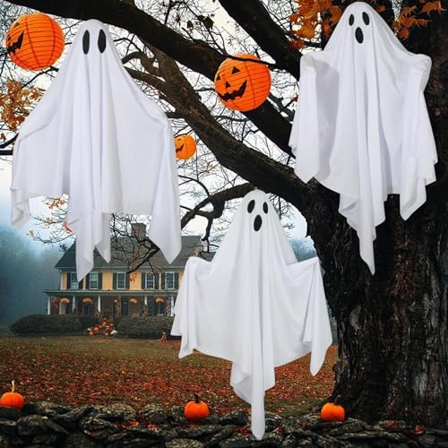 Halloween Hanging Ghost Decorations - 6 Pack, 27.6 Inch Outdoor Spooky Yard Decor