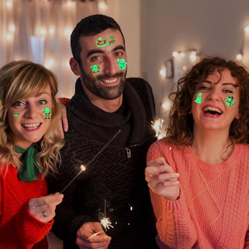 Christmas Luminous Temporary Tattoos 10 Sheets - Holiday Party Favors & Stocking Stuffers