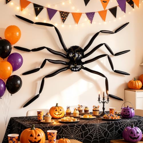 1Pcs Giant Halloween Spider Balloon - 10.2Ft Black Inflatable Spider Decoration