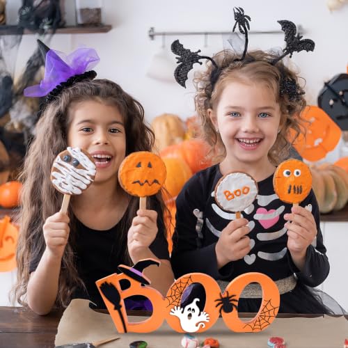 Orange Halloween Wooden Boo Sign - Indoor Ghost & Spooky Decor