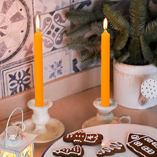 10 Inch Orange Taper Candles Set - Fall Wedding Birthday Party Home Decor