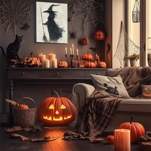Halloween Witch Wall Art Canvas - Forest Witchy Decor for Bedroom & Party - 11x14 Inch - Variation of Witch-02
