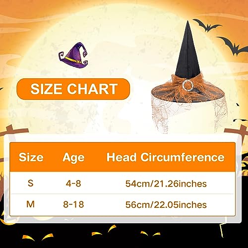 Kids Lace Purple Witch Hat for Halloween Party Cosplay - Medium