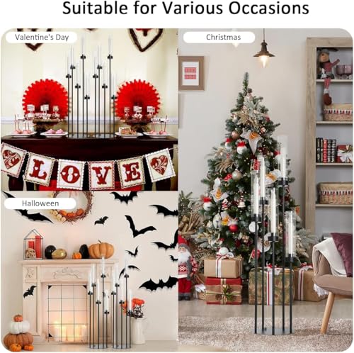 2-Pack Tall Black Candle Holders with Acrylic Shades - Halloween Decor, 39.8"