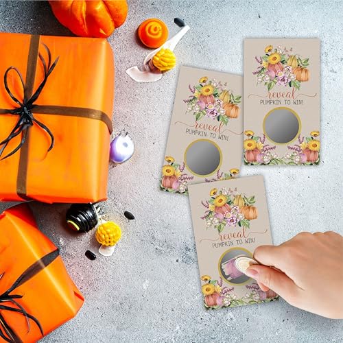Halloween Pumpkin Scratch Cards - 40 Fall Party Game Tickets for Raffles & Celebrations