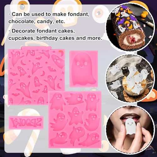 Halloween Ghost Silicone Molds - 4 Pack for Cake, Candy, Chocolate & Crafts