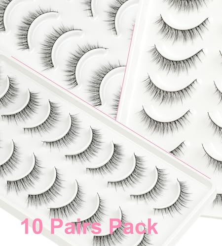 Natural Look False Eyelashes 10mm Short Wispy Lashes for Daily Wear