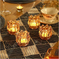 Gold Votive Candle Holders Set of 6 - Thick Glass Tea Light Jars for Weddings & Parties