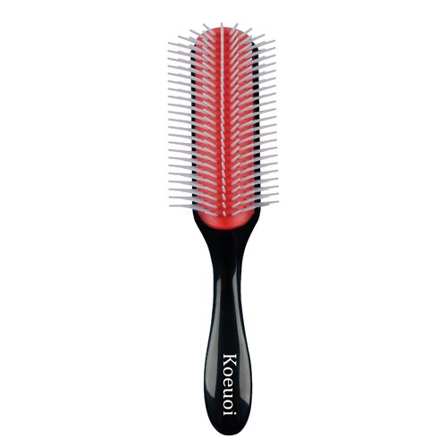 Classic Styling Curly Hair Brush - 9 Row Detangling Brush for Wet or Dry Hair | Unisex Black Design