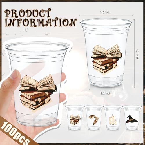 Magical Wizard Plastic Cups - 12 oz Disposable Party Cups, Set of 48