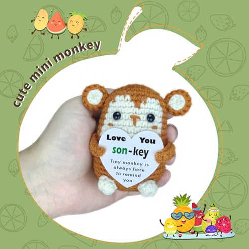 Mini Crochet Monkey Gift for Son - Handmade Animal Desktop Decor, Graduation & Birthday Gift