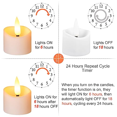 Battery Operated Flameless LED Tea Lights with Timer - 12 Pack