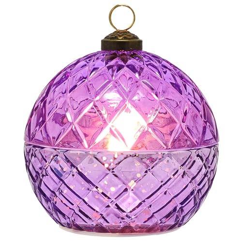 Purple Flameless LED Candles - Battery Operated Flickering Jar Lights for Holiday & Home Decor
