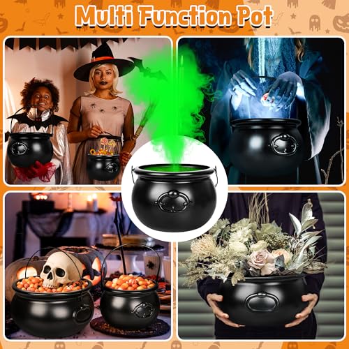 3 Pack Halloween Cauldron Set - Black Plastic Witch Cauldrons for Party Decor