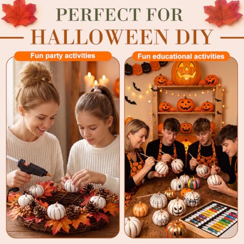 Artificial Pumpkins Fall Decor Foam 4 Inch - White & Gold, 24 Pack