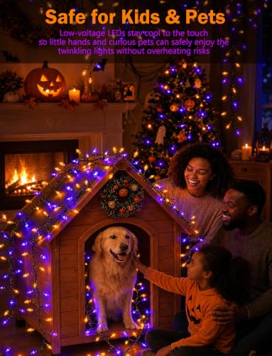 Halloween String Lights 2 Pack Orange & Purple Battery Fairy Lights - 9.8ft, 8 Modes, IP65 Waterproof, Battery Operated
